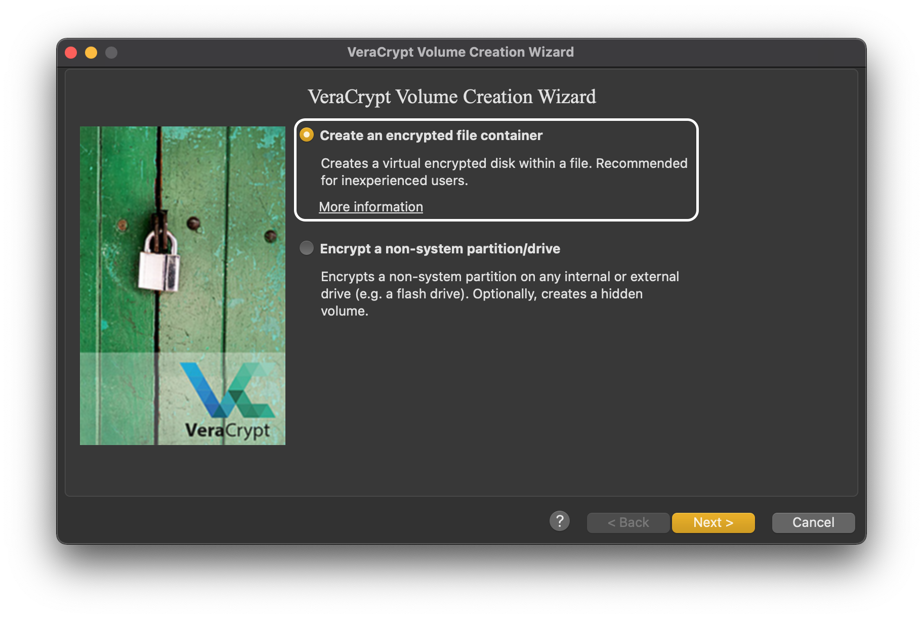 veracrypt container creation